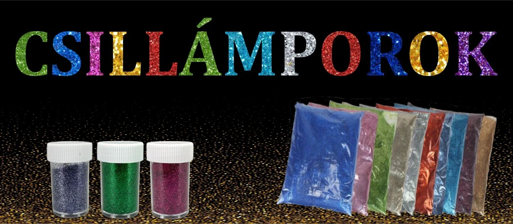 Csillámporok több színben és kiszerelésben