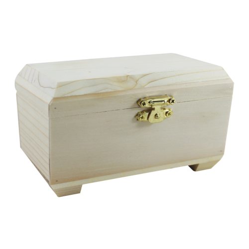 Fa doboz kincsesláda lapos tetejű 13cm x 8cm x 8cm