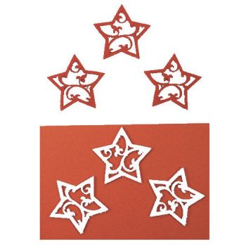 Filc figura csillag áttört fehér - piros