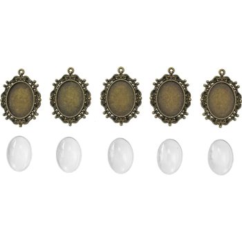 Fém medál lencsével ovális, 18x25 mm - Üzenőlencsével