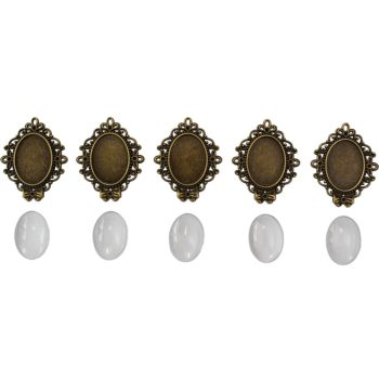 Fém medál lencsével ovális, 18x25 mm - Üzenőlencsével