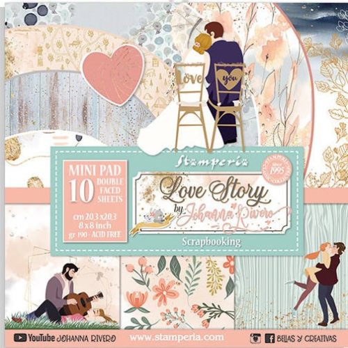Stamperia scrapbook papír készlet - Love Story  20cm x 20cm