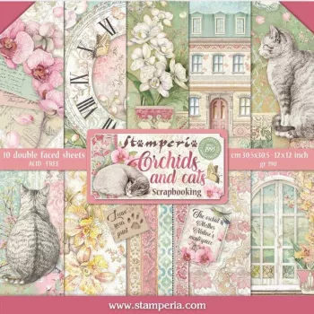   Scrapbook tömb 10 lap cm 30,5x30,5 (12"x12") - Orchids and Cats