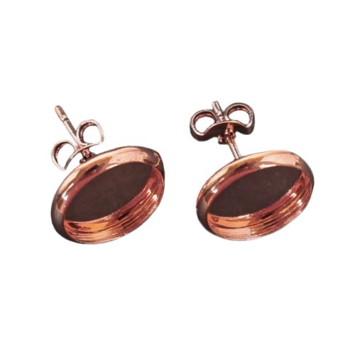 Beszúrós kerek fülbevaló alap, 10 mm rózsaarany szín 1 pár