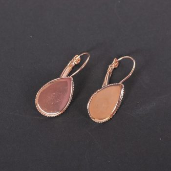 Csepp fülbevaló alap, 13 x 18 mm rózsaarany szín 1 pár