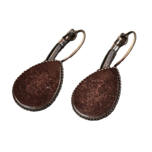 Csepp fülbevaló alap, 13 x 18 mm antikrez szín 1 pár