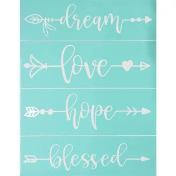 Szita-stencil 215 x 275mm - dream, love, hope, blessed