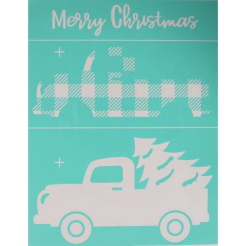 Szita-stencil 215 x 275mm - karácsonyi autó