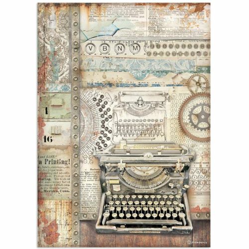 Stamperia rizspapír A/4 - Lady Vagabond életstílus írógép