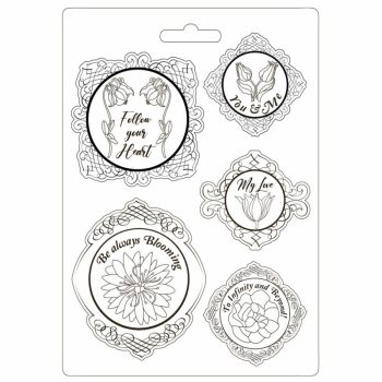   Lágy PVC nyomóforma A4 - Romantic Garden House frame with flowers