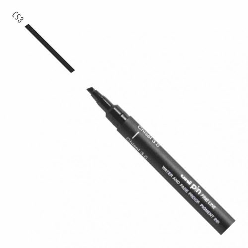 UNI PIN vágott hegyű rajzmarker fekete 3 mm