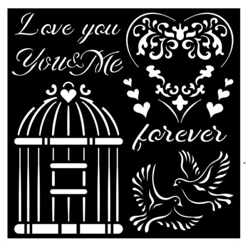 Stencil 18cm x 18cm x 0,5mm - You and Me - Love Me