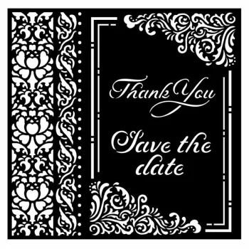   Stencil 18cm x 18cm x 0,5mm - You and Me - Thank you save the date