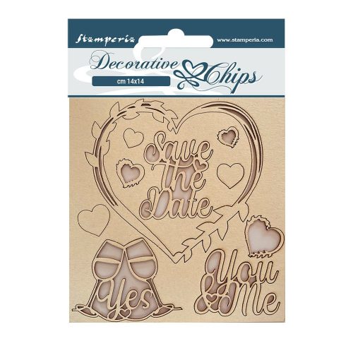Chipboard cm 14x14 - You and me Save the date