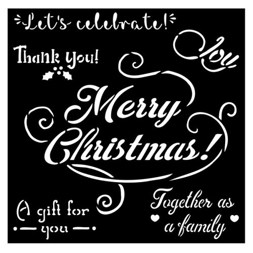Vastag stencil -  Merry Christmas 18x18cm
