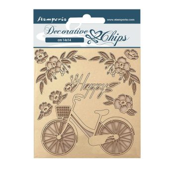Chipboard cm 14x14 - Create Happiness Welcome Home bicycle