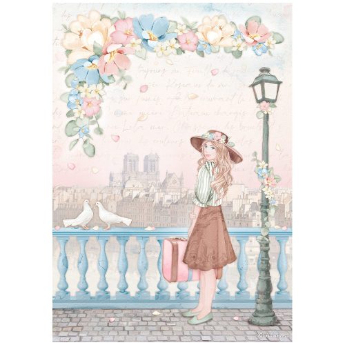 A4 rizspapír, csom.  - Create Happiness Oh lá lá girl with suitcase