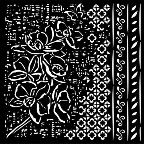 Vastag stencil 18cm x 18cm - Orchids and Cats Orchid pattern 