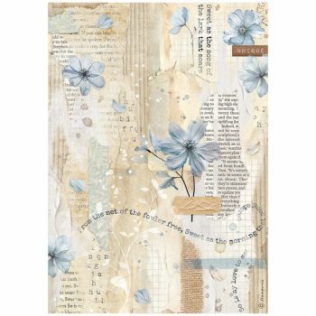   Stamperia rizspapír A/4 - Create Happiness Secret Diary blue flower