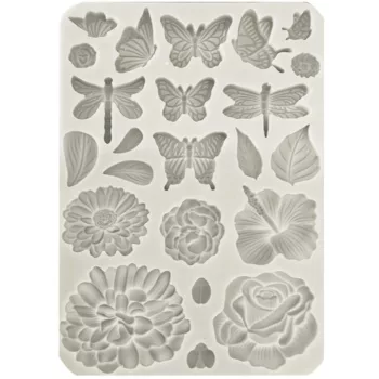   Szilikon öntőforma A5 - Create Happiness Secret Diary butterflies and flowers