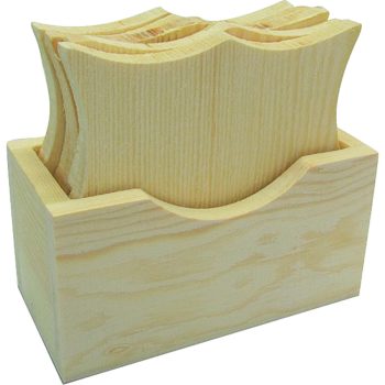   Fa poháralátét tartóval négyszögletes, íves 11,5cm x 6cm x 6,5cm