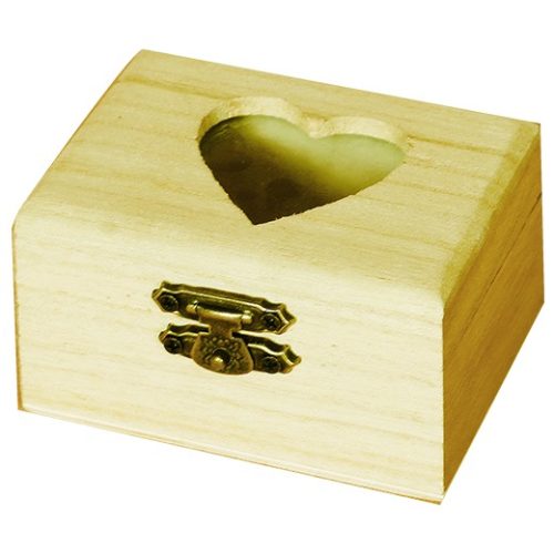 Fa doboz mini szív betéttel