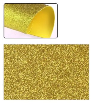 Csillámos dekorgumi - világosarany 40cm x 60cm