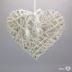 Fehér vessző szív fém vázon 29cm