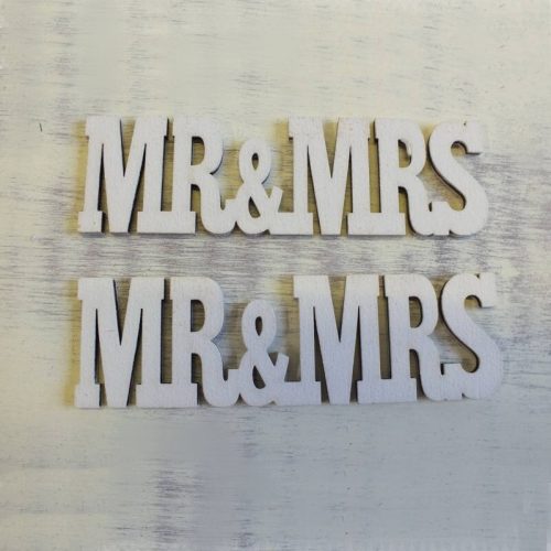 Fa Mr & Mrs felirat fehér 10,5cm