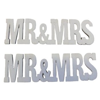 Fa "MR&MRS" felirat fehér 3x10,5cm 2db/csomag