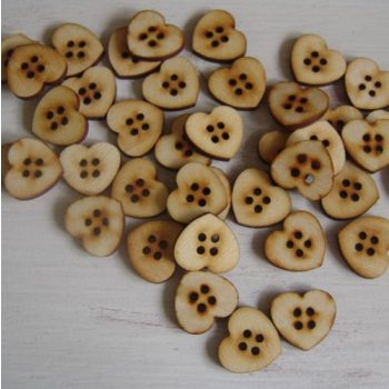 Natúr fa gomb szív 3 cm