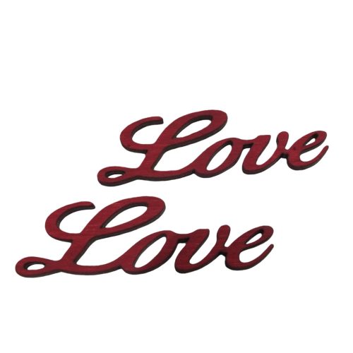 Fa "Love" felirat meggypiros 8cm 2db/csomag