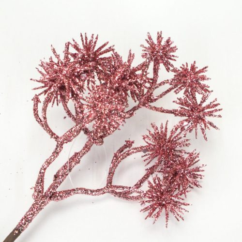 Csillámos szamárkenyér ág 20cm rózsaarany színű
