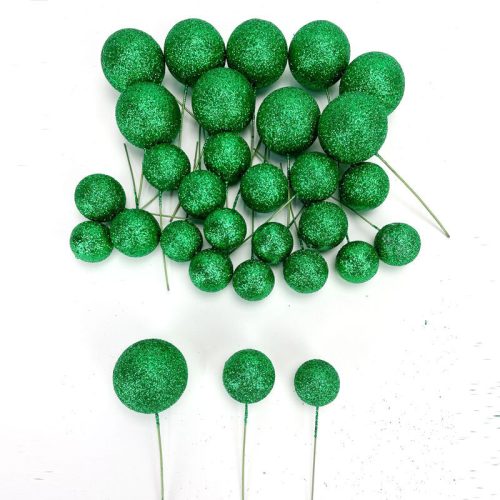 Csillámos gömb pick 2-3-4cm - zöld