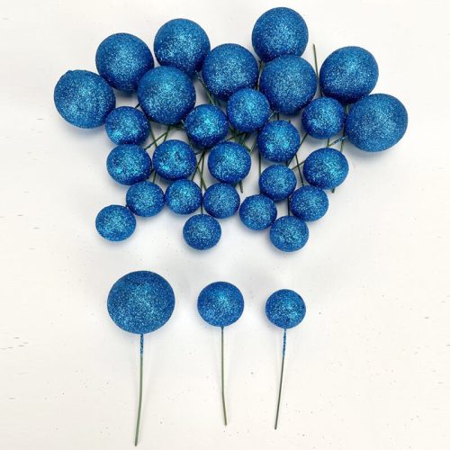 Csillámos gömb pick 2-3-4cm - kék