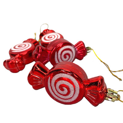 Szaloncukor karácsonyfa dísz piros 9cm x 4cm x 2cm 4db/csomag