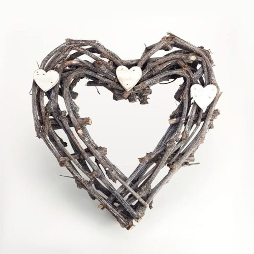 Szív forma / szív koszorú indákból sötétszürke 30cm