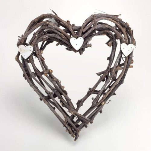 Szív forma / szív koszorú indákból sötétszürke 35cm