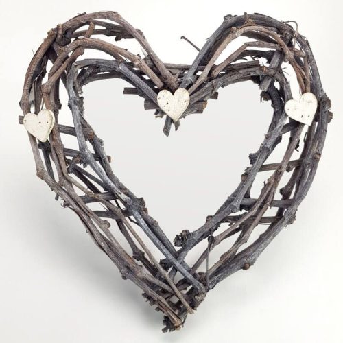 Szív forma / szív koszorú indákból sötétszürke 40cm