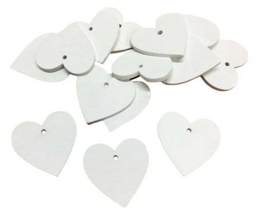 Fehér fa szív 4cm x 4cm 5db/csomag