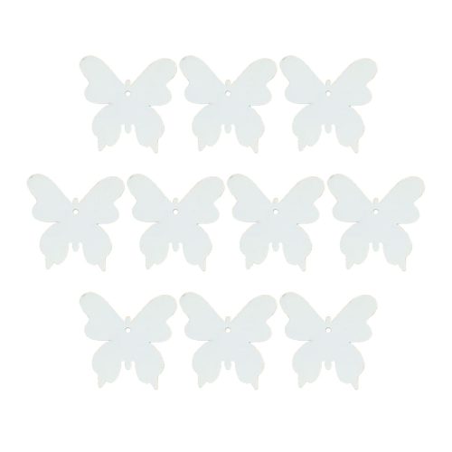Fehér lyukas fa pillangó 7cm | 10 darabos csomag