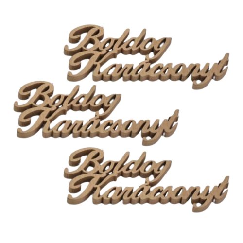Fa felirat "Boldog Karácsonyt" 15cm x 7cm - arany 3db/csomag