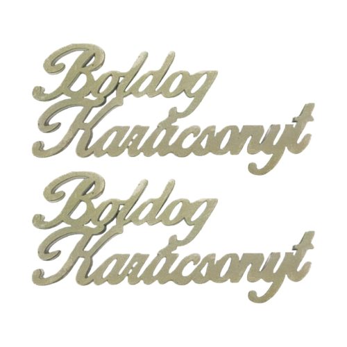 Fa felirat "Boldog Karácsonyt" 15cm x 7cm - zöldarany 2db/csomag