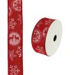 Karácsonyi juta szalag drótos szegéllyel - piros