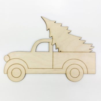 Natúr fa teherautó fenyővel 15cm x 20cm
