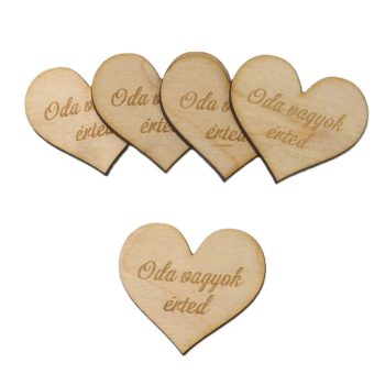 Fa szív "Oda vagyok érted" 4cm 5db/csomag