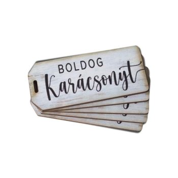   Nyomtatott dekorkarton - Boldog karácsonyt fehér biléta 5db/csomag