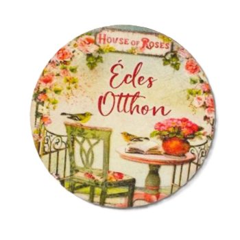   Nyomtatott fa tábla - Édes Otthon (House of roses) kör 1db
