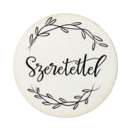 Nyomtatott fa tábla - Szeretettel 5cm x 3mm 5db/csomag