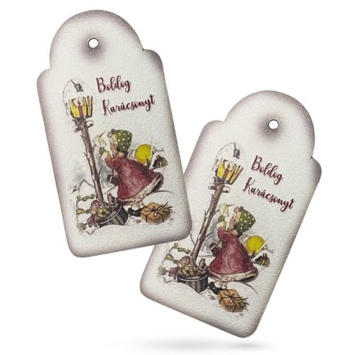 Nyomtatott fa tábla - Vintage karácsony - postaláda 9,4cm x 5cm 2db/csomag